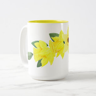 Daffodil Watercolor Zwei-Tone-Tasse, 15 oz Zweifarbige Tasse