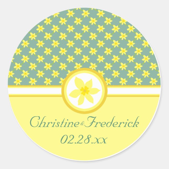 Daffodil Wedding, Souveniraufkleber Runder Aufkleber (Vorderseite)