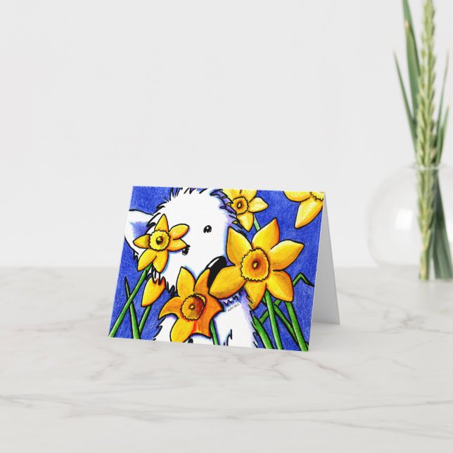Daffodil Westie Blank Note Card Karte (Vorderseite)