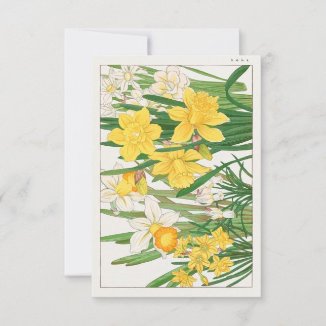 Daffodil Woodblock Malerei von Tanigami Kônan Einladung (Vorderseite)