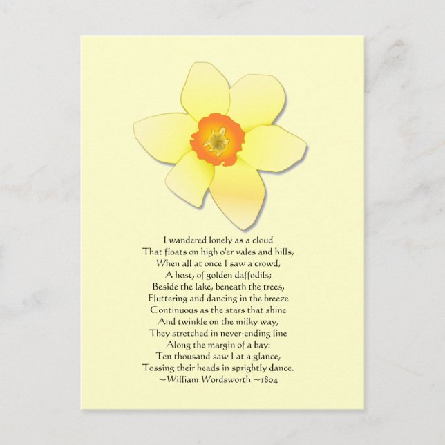 Daffodil ~ Wordsworth Gedicht Postkarte (Vorderseite)