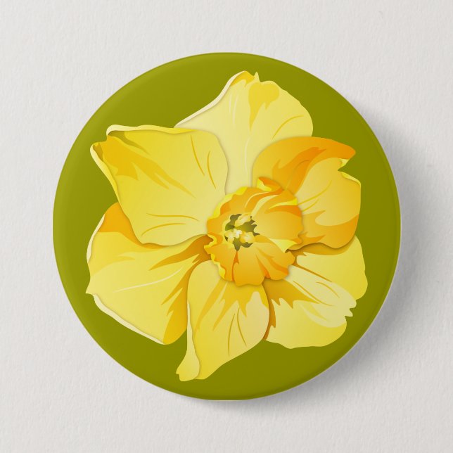 Daffodil Yellow Kurz Trumpet Spring Blume Button (Vorderseite)