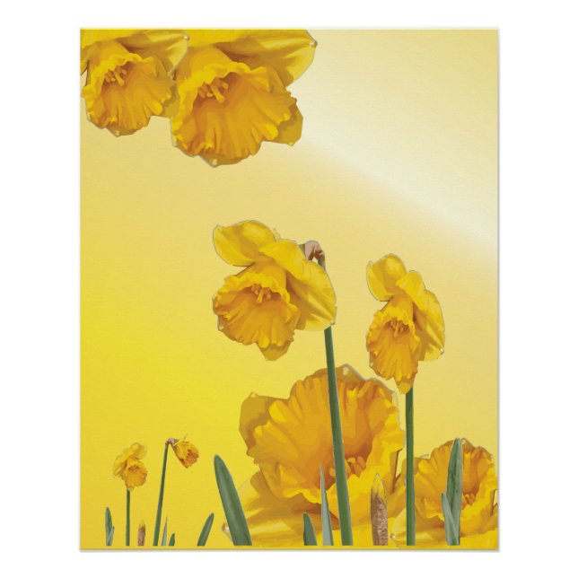 Daffodil Yellow Narcissus Retro Vintag Poster (Vorderseite)
