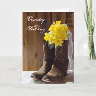 Daffodils Cowboy Boots Wedding Rettet das Datum Ankündigung