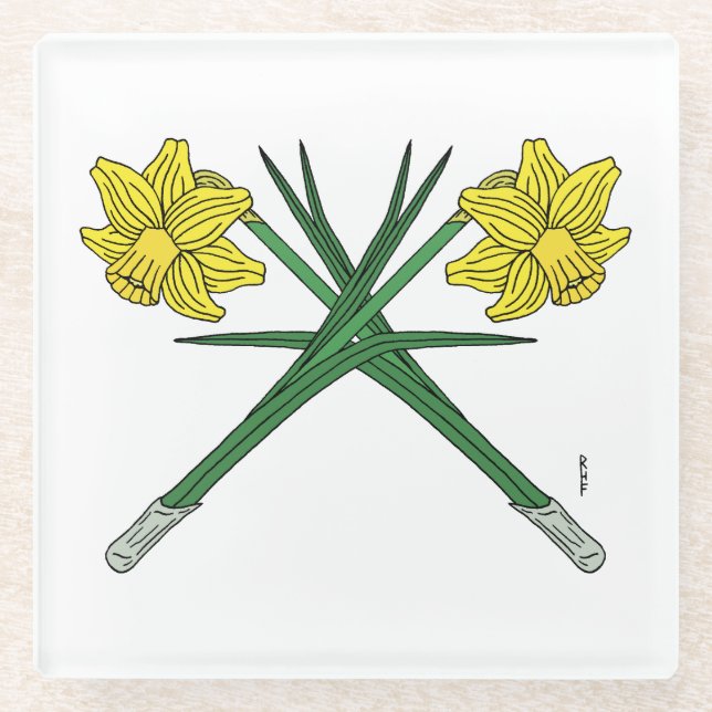 Daffodils Crossed Glasuntersetzer (Vorderseite)