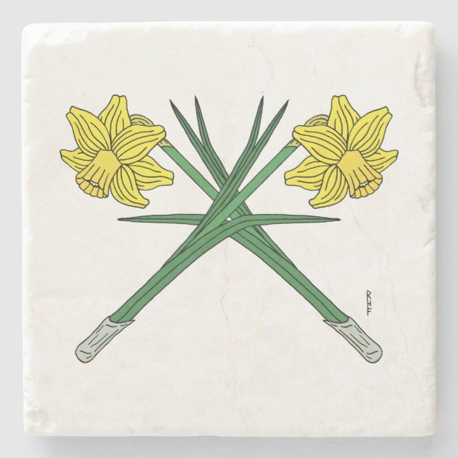 Daffodils Crossed Steinuntersetzer (Vorderseite)