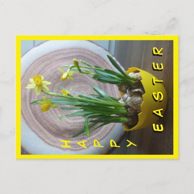 Daffodils Happy Easter Vertical Postcard Postkarte (Vorderseite)