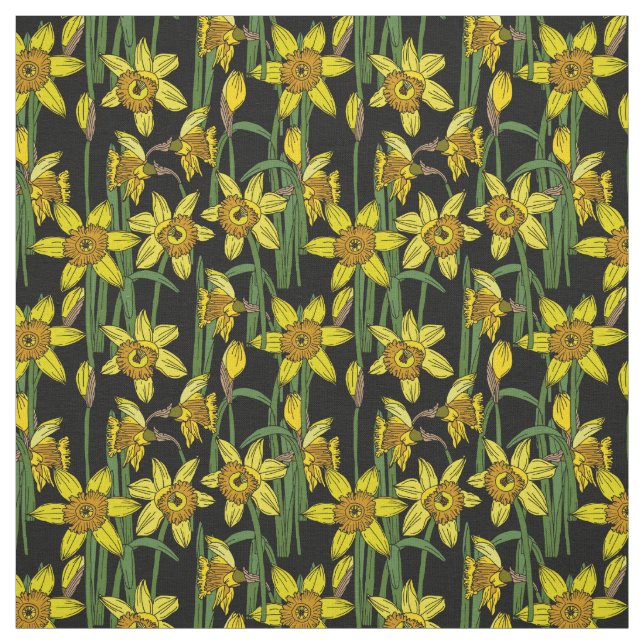 Daffodils Yellow Narcissus Blume Pattern auf Schwa Stoff (Muster)