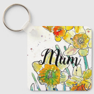 Daffodin Blume Wasserfarben Kunst, Dichtung und Mu Schlüsselanhänger