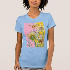 Daffodin Gelbe blaue Blume Blume Wasserfarbe T-Shirt