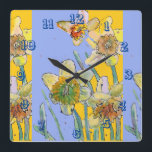 Daffodin Watercolor Womans Gelbe Lila Kunst Quadratische Wanduhr<br><div class="desc">Gelbe Daffodil und Lila Wasserfarbe Frauen Büro Uhr. Entworfen aus meiner ursprünglichen Aquarellkunst.</div>