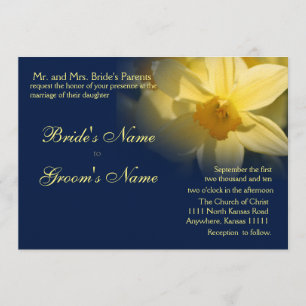 Daffodis Floral Wedding Navy Einladung