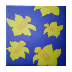 Daffodis Pop Art Blue Fliese