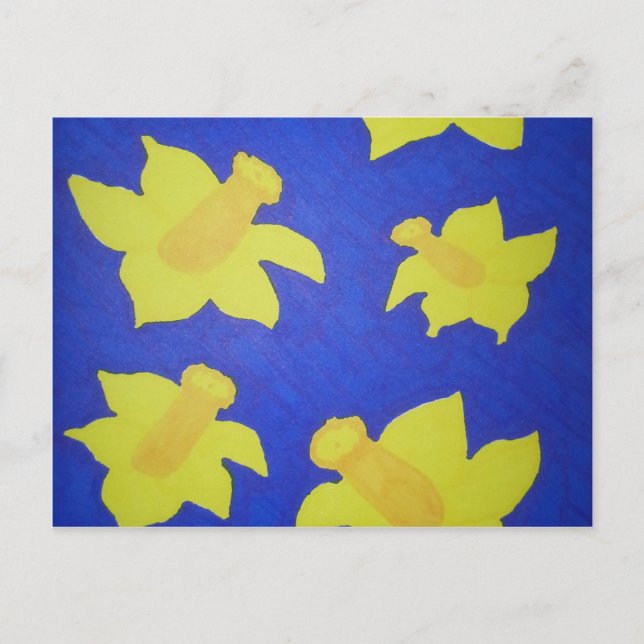 Daffodis Pop Art Blue Postkarte (Vorderseite)