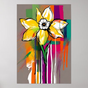 Daffodische Abstrakte Kunst Blumenfarben Poster