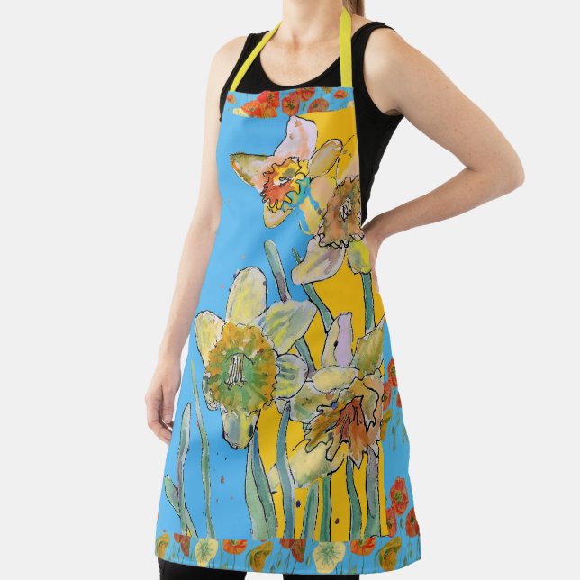 Daffodische Aquarellfarben Blume Schürze (InSitu)