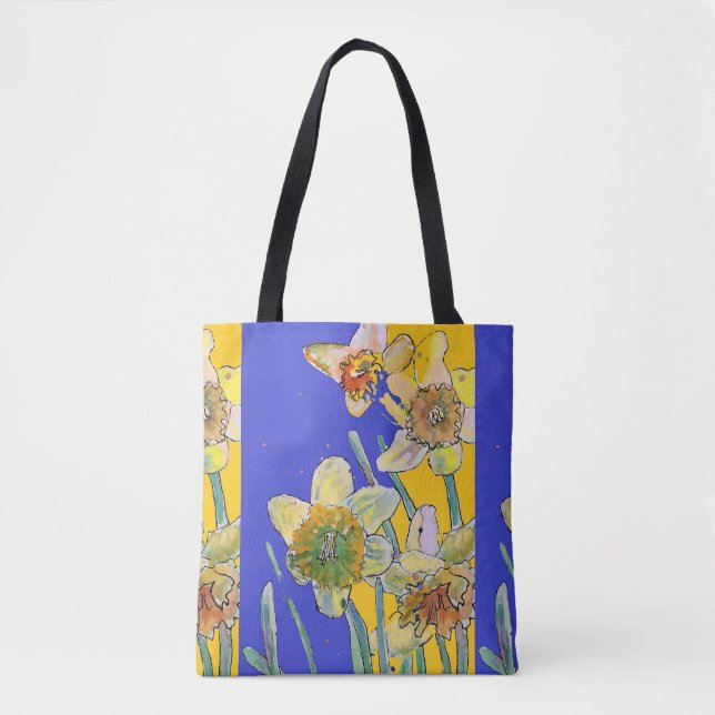 Daffodische Wasserfarben-Blüte Damen Tote Tasche (Vorderseite)