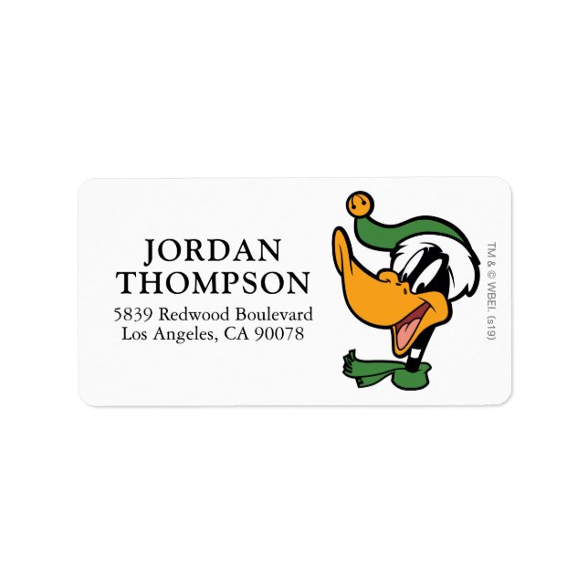 DAFFY DUCK™ "Happy Holi-Daze" Adressaufkleber (Vorne)