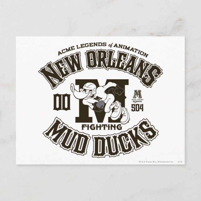 DAFFY DUCK™ New Orleans Mud Ducks Logo 2 Postkarte (Vorderseite)