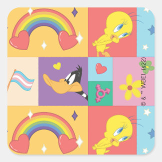 DAFFY DUCK™ & TWEETY™ - Pride-Muster Quadratischer Aufkleber