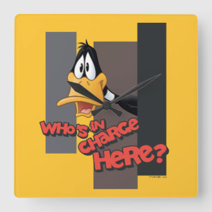 DAFFY DUCK™ "Wer ist hier verantwortlich?" Quadratische Wanduhr