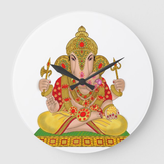 Dagduseth Ganesha Clock Große Wanduhr (Vorderseite)