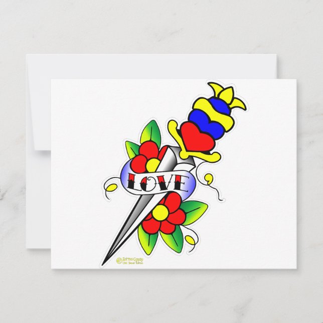 Dagger Blume und Liebe Tattoo (Vorderseite)