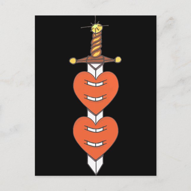 Dagger und Hearts Classic Knife Tattoo Design Postkarte (Vorderseite)