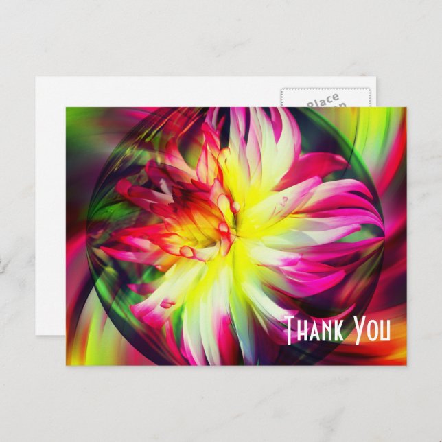 Dahlia Abstrakt Floral Vielen Dank Postcard Postkarte (Vorne/Hinten)