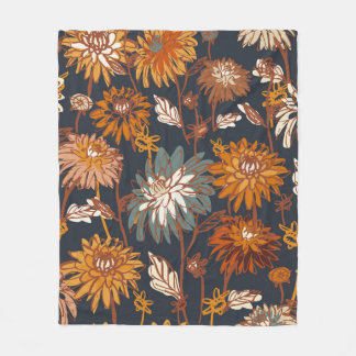 Dahlia and chrysanthemums bold seamless pattern, a fleecedecke