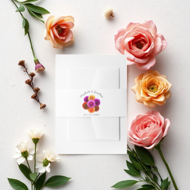 Dahlia Autumn Floral Wedding Einladungsbanderole (Von Creator hochgeladen)