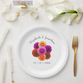 Dahlia Autumn Floral Wedding Pappteller