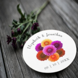 Dahlia Autumn Floral Wedding Runder Pappuntersetzer
