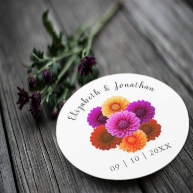 Dahlia Autumn Floral Wedding Runder Pappuntersetzer (Von Creator hochgeladen)