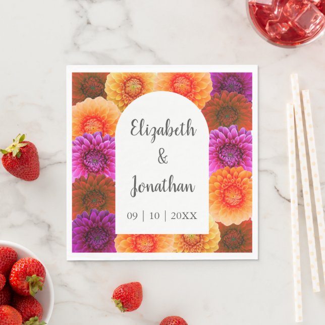 Dahlia Autumn Floral Wedding Serviette (Beispiel)