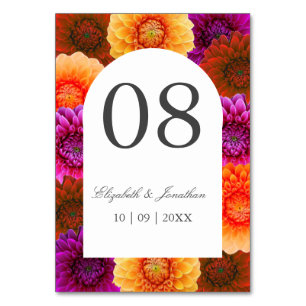 Dahlia Autumn Floral Wedding Tischnummer