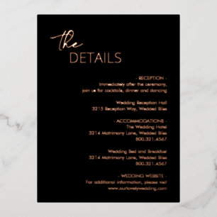 Dahlia Black Modern Wedding Enclosure Card Folie Einladungspostkarte