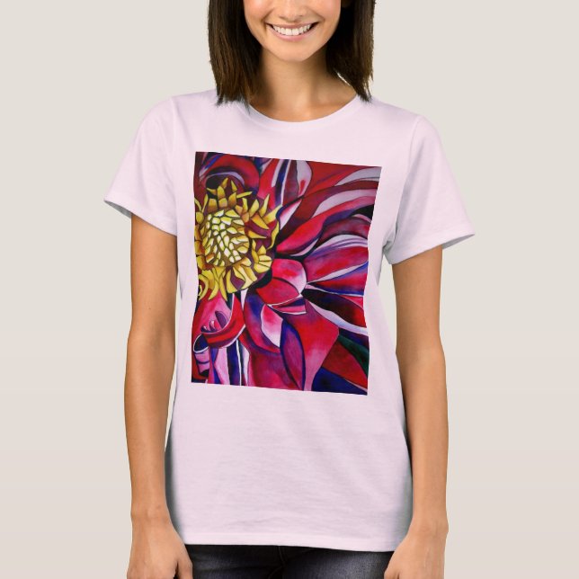 Dahlia Blume abstrakte Blume T-Shirt (Vorderseite)