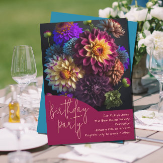 Dahlia Blume Bouquet Geburtstagsparty Einladung