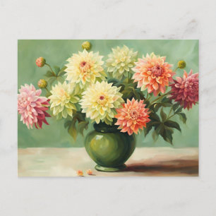Dahlia Blume Bouquet Illustration Postkarte