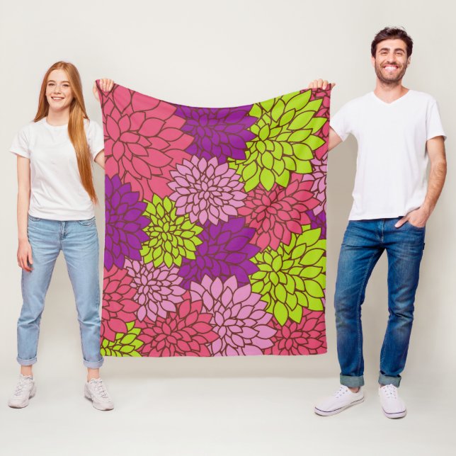 Dahlia-Blume, farbenfrohe Blume, Blumenmuster Fleecedecke (Beispiel)