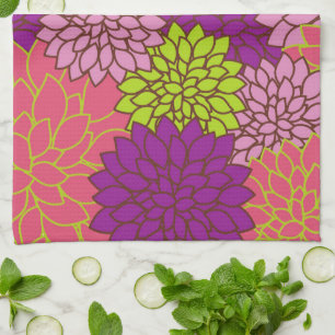 Dahlia-Blume, farbenfrohe Blume, Blumenmuster Geschirrtuch
