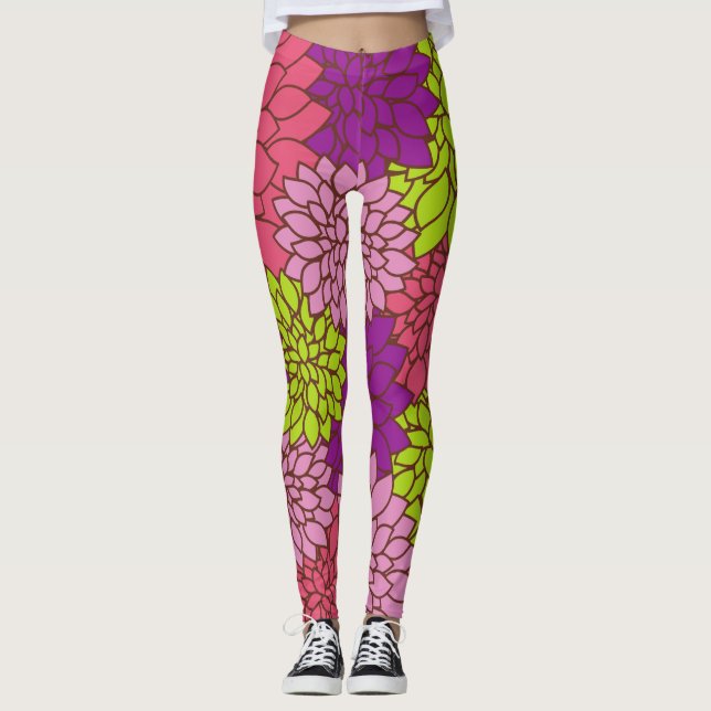 Dahlia-Blume, farbenfrohe Blume, Blumenmuster Leggings (Vorderseite)