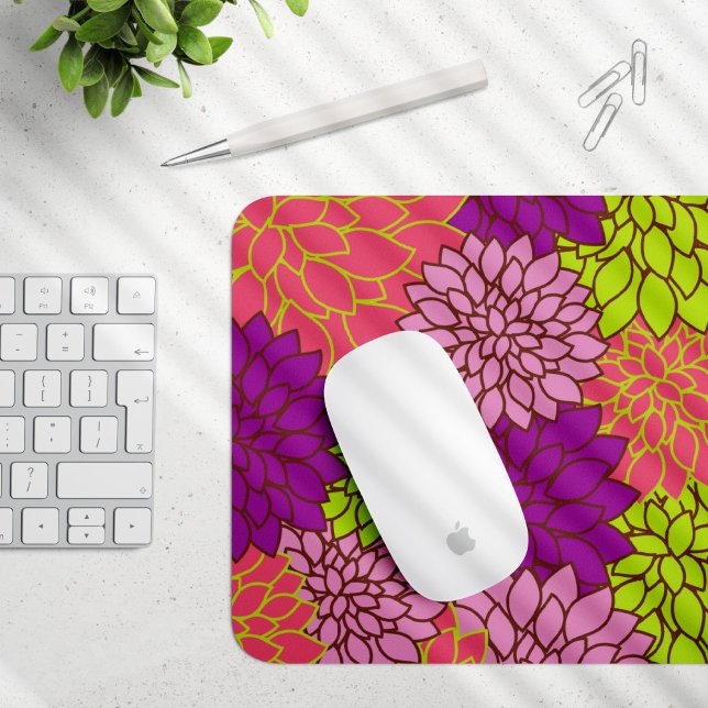 Dahlia-Blume, farbenfrohe Blume, Blumenmuster Mousepad (Von Creator hochgeladen)