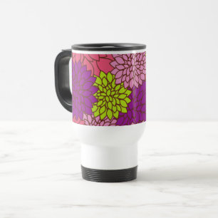 Dahlia-Blume, farbenfrohe Blume, Blumenmuster Reisebecher
