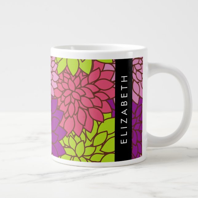 Dahlia Blume, farbenfrohe Blume, Ihr Name Jumbo-Tasse (Rechts)