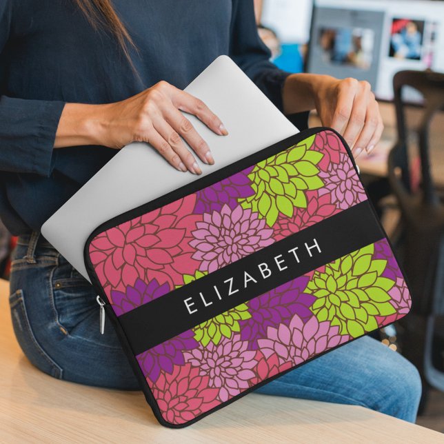 Dahlia Blume, farbenfrohe Blume, Ihr Name Laptopschutzhülle (Von Creator hochgeladen)