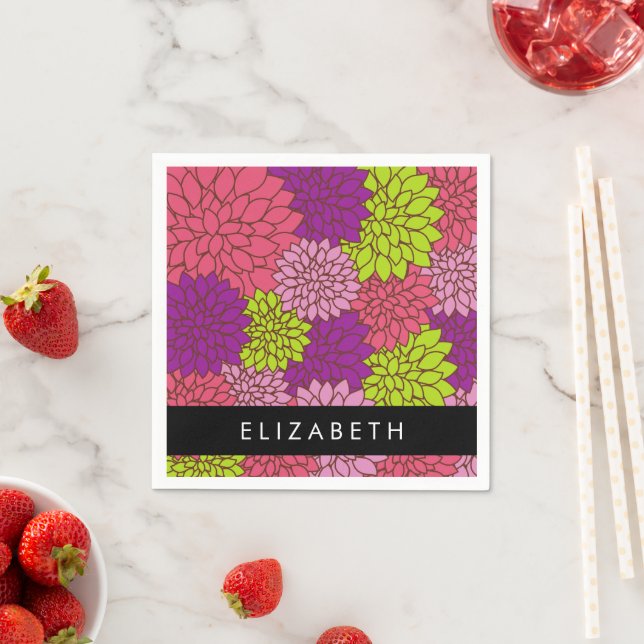 Dahlia Blume, farbenfrohe Blume, Ihr Name Serviette (Beispiel)