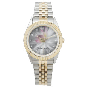 Dahlia-Blume in Schwarz-Weiß-Personalisiert Armbanduhr