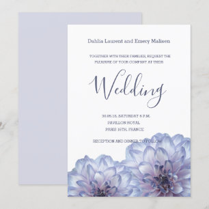 Dahlia Blume lila blauen Hochzeit Einladung